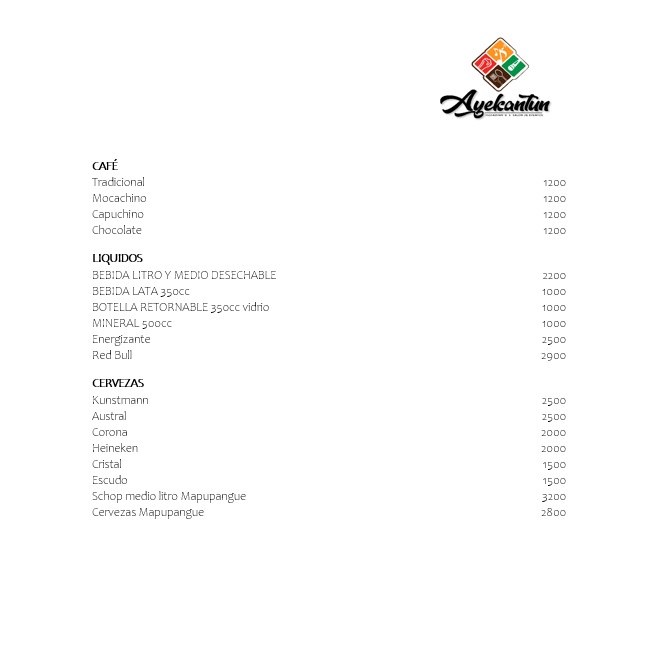 Carta de Restaurante Ayekantun en arauco, Biobío — página 5